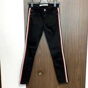 Zara Black Jeans with Red and White Stripes